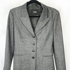 Seventy 4 button Suit - Windowpane/Micro-houndstooth, Grey/black, 70% off